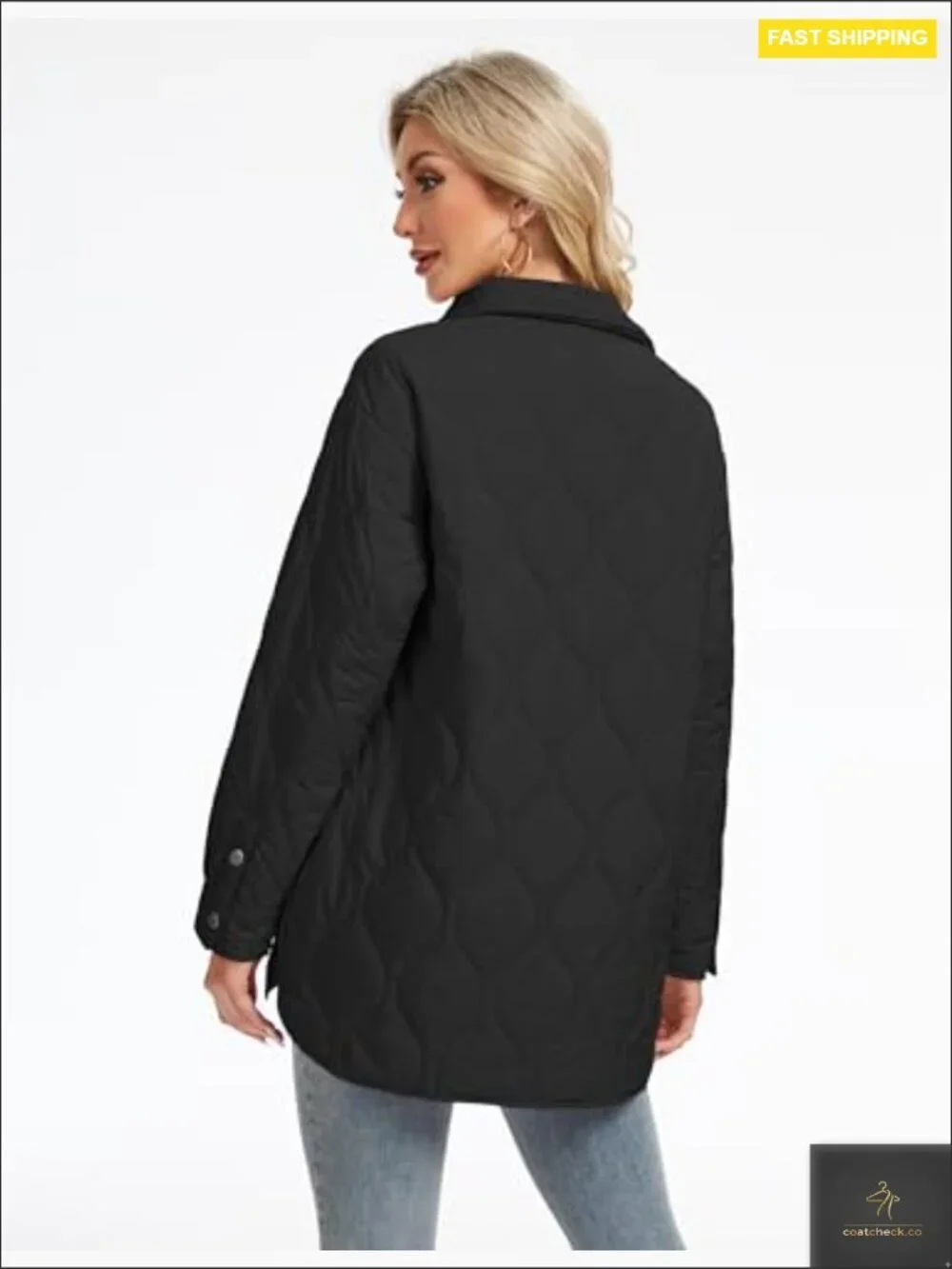 Womens Quilted Jacket Lightweight Long Coat Warm Fall Winter Trendy Shacket